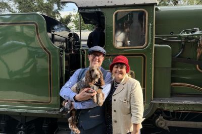A couple in vintage clothing